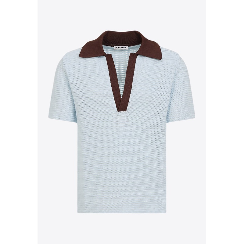 Short-Sleeved Knit Polo T-shirt Blue mrtwit_IT 46