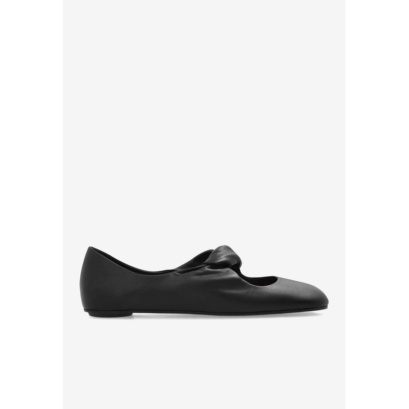 Twisted-Strap Leather Ballet Flats Black wshoeseu_EU 36