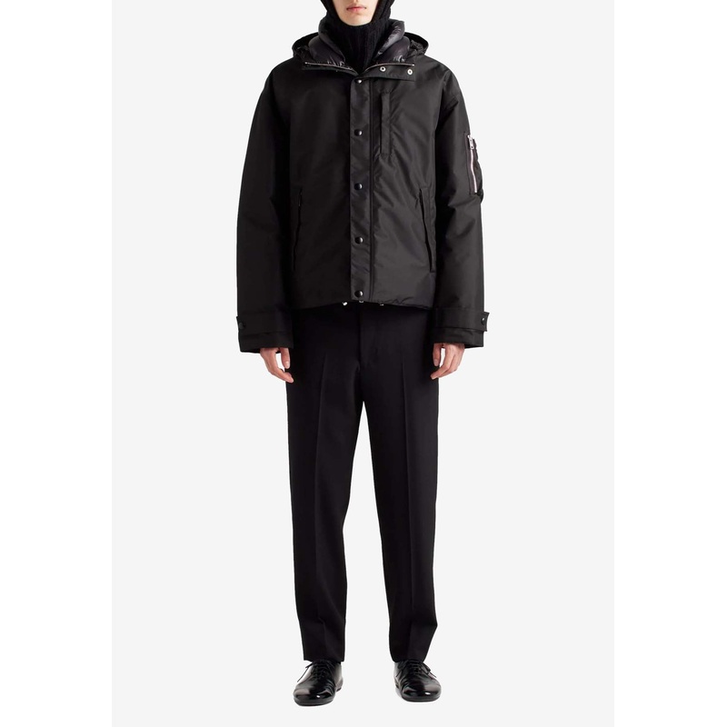 Zip-Up Hooded Down Jacket Black mrtwstd_S