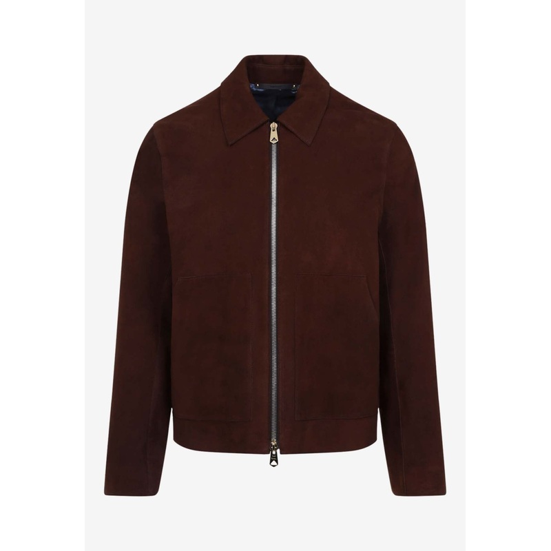 Zip-Up Leather Jacket Brown mrtwstd_M