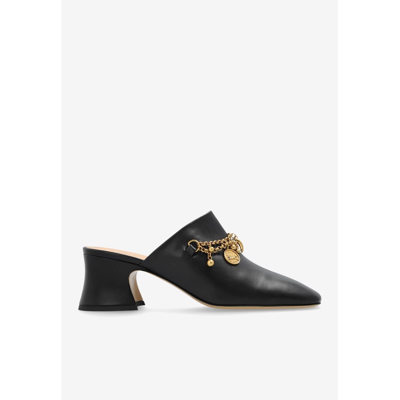 55 Charm-Embellished Leather Mules Black wshoeseu_EU 36