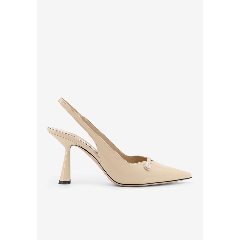Amita 85 Patent Leather Slingback Pumps Beige wshoeseu_EU 36