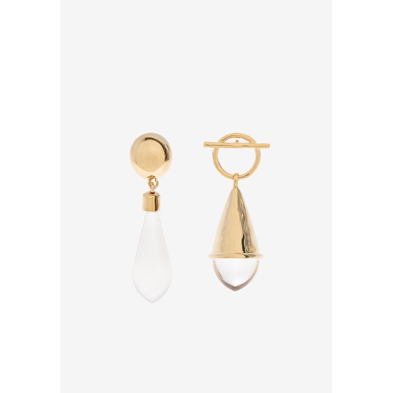 Asymmetrical Prism-Shaped Brass Earrings Gold Onesize