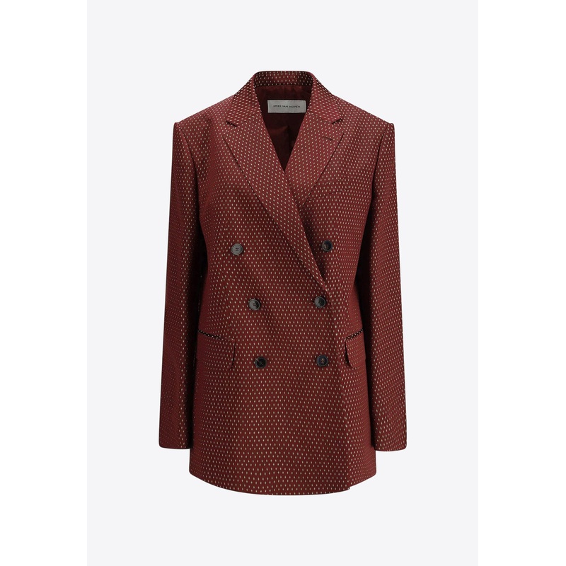 Bafya Double-Breasted Patterned Blazer Purple wrtwde_DE 36