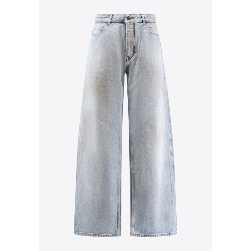 Distressed Wide-Leg Jeans Blue mrtwbottoms_31