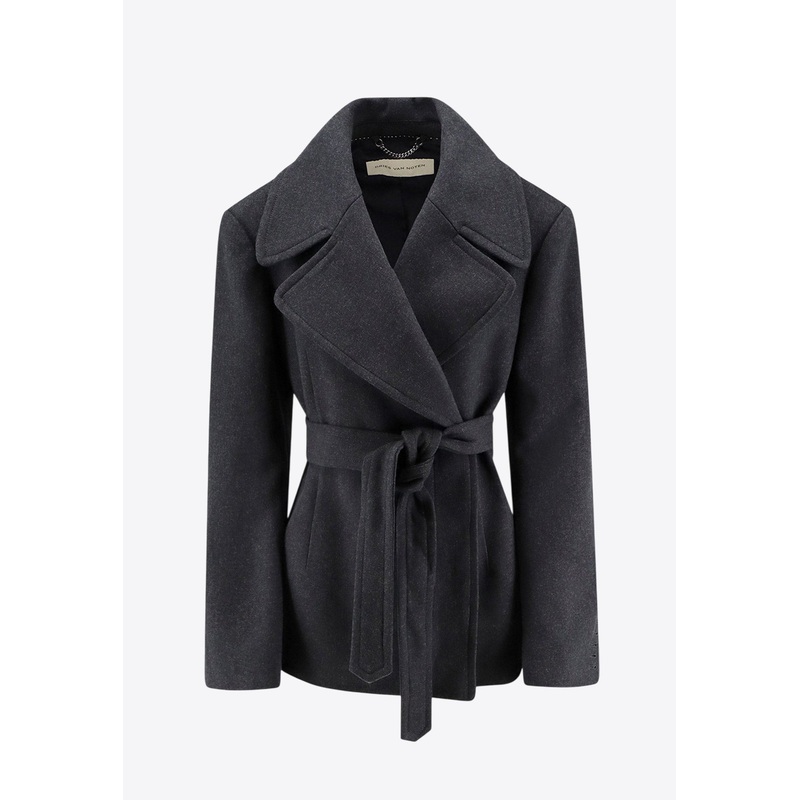 Double-Breasted Belted Coat Gray wrtwde_DE 34