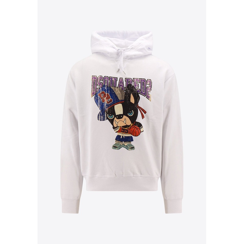 Graphic Print Hooded Sweatshirt White mrtwstd_L