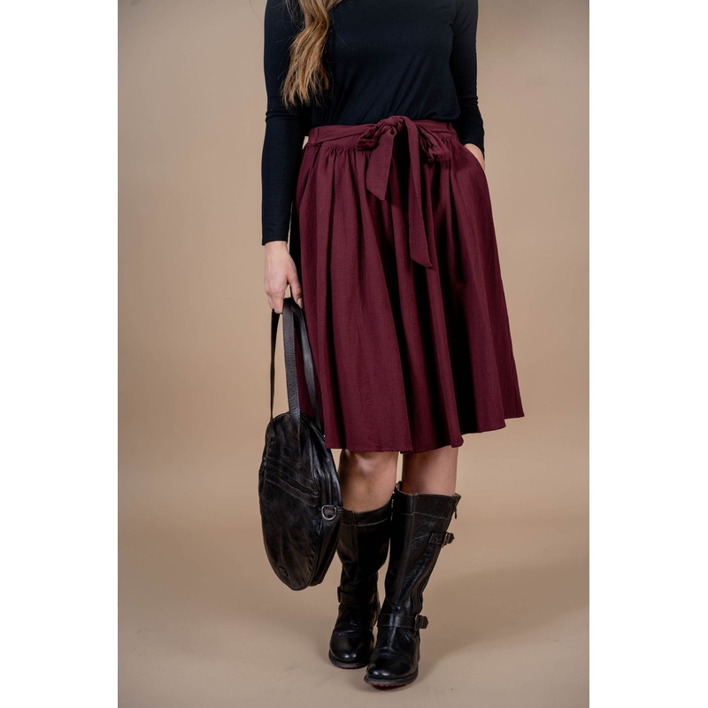 Tie Waist Skirt Wine S