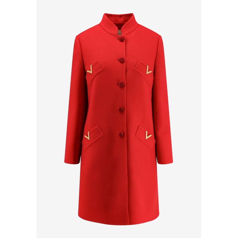 Wool and Cashmere Single-Breasted Coat Red wrtwit_IT 42