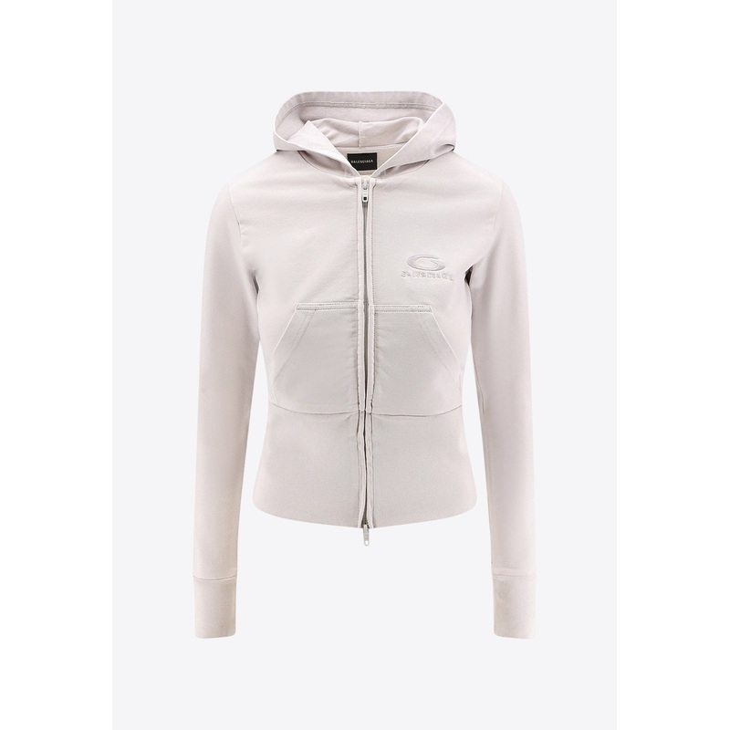 Zip-Up Hooded Logo Sweatshirt Off-white wrtwstd_S