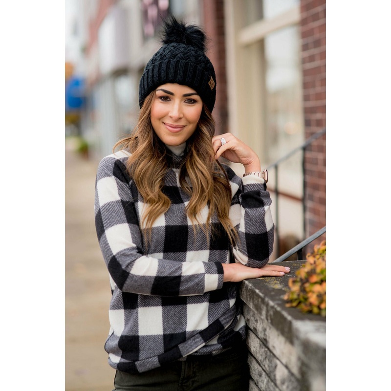 All Wrapped Up Buffalo Plaid Pullover S Black