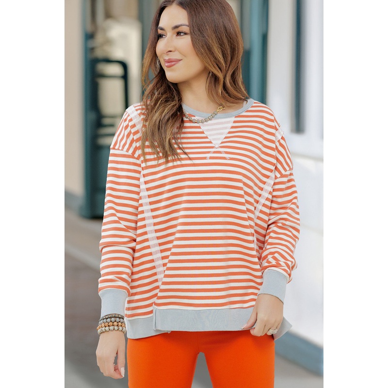Color Pop Raw Seam Sweatshirt Poppy S
