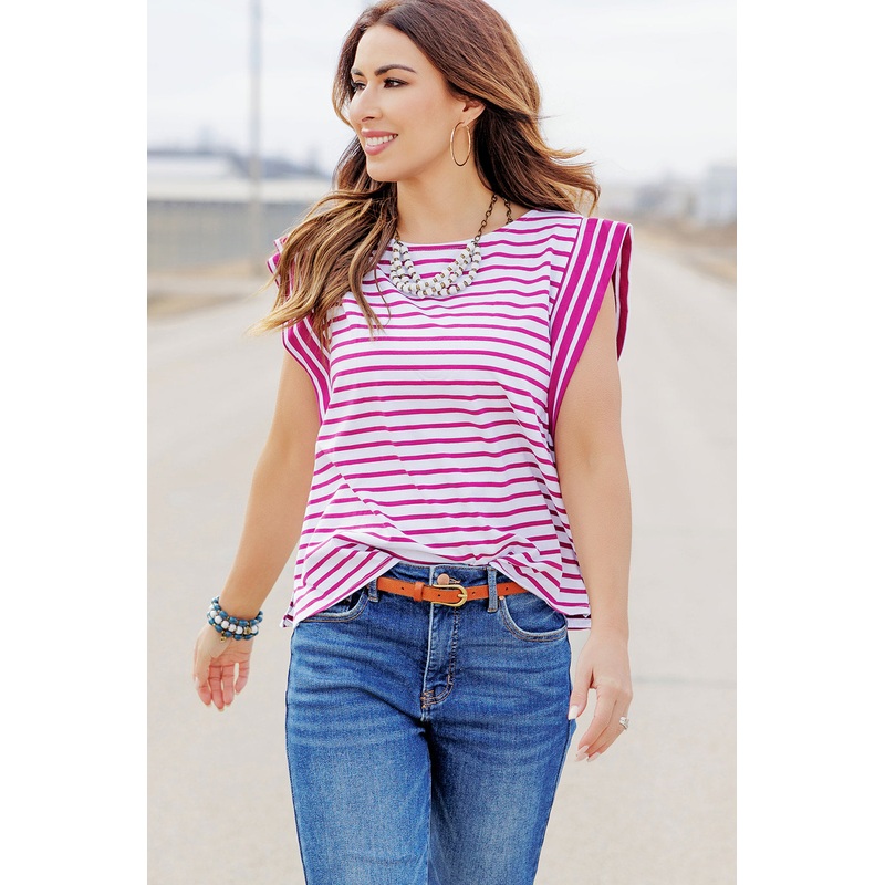 Contrasting Stripes Dolman Tee Black S