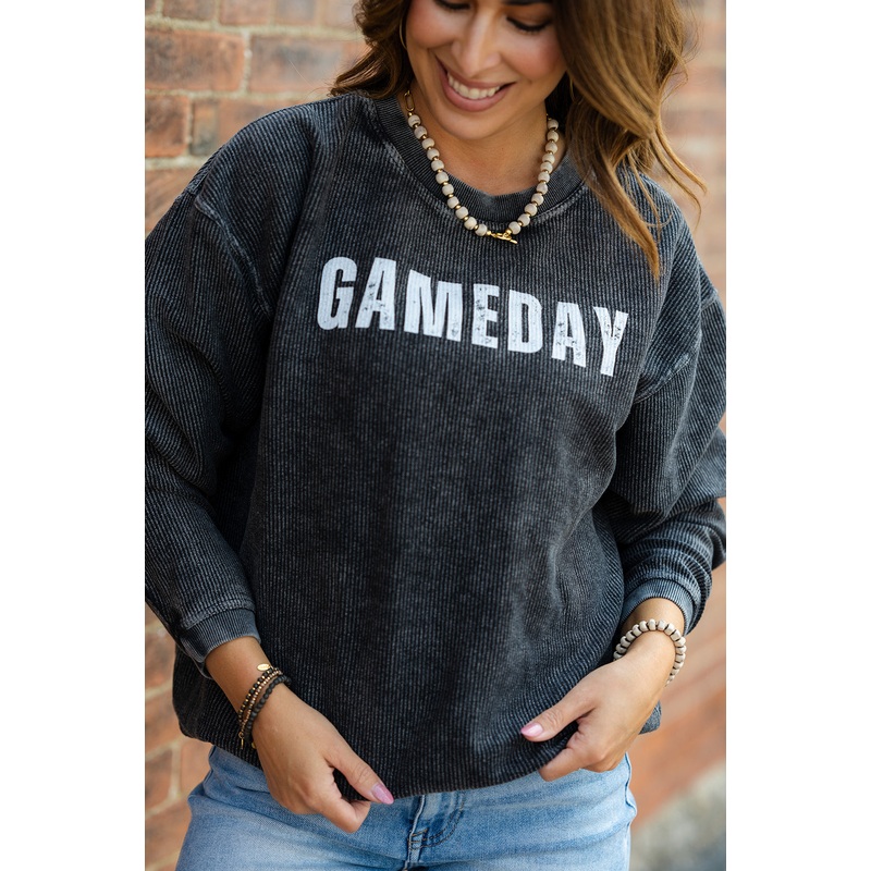 Gameday Ribbed Graphic Crewneck Black XS