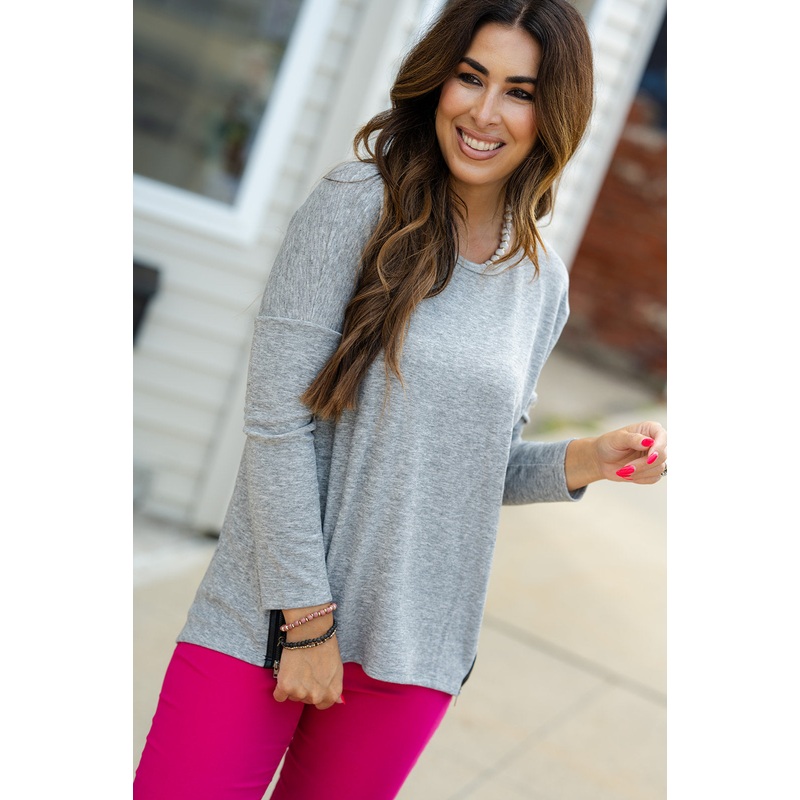 Heathered Side Zip Sweatshirt Grey S