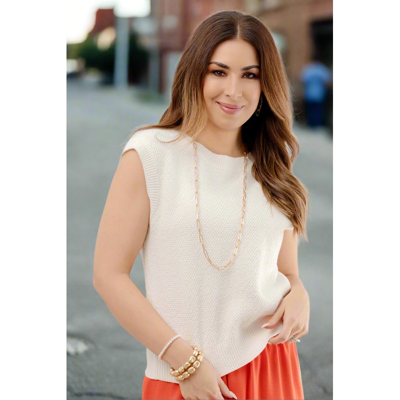 Honeycomb Knit Tank Ivory S
