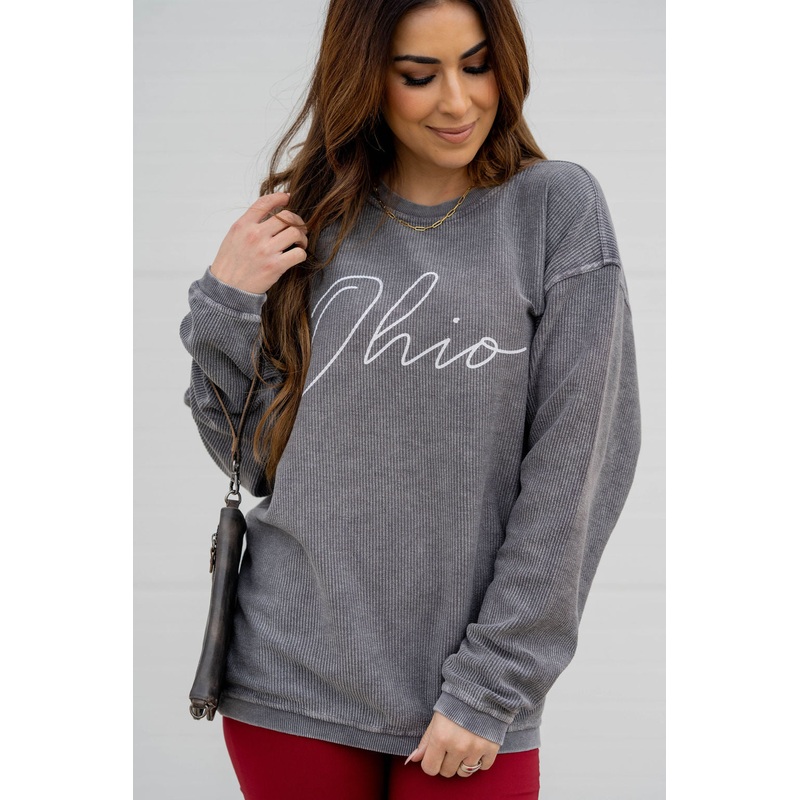 Ohio Ribbed Graphic Crewneck Charcoal XS