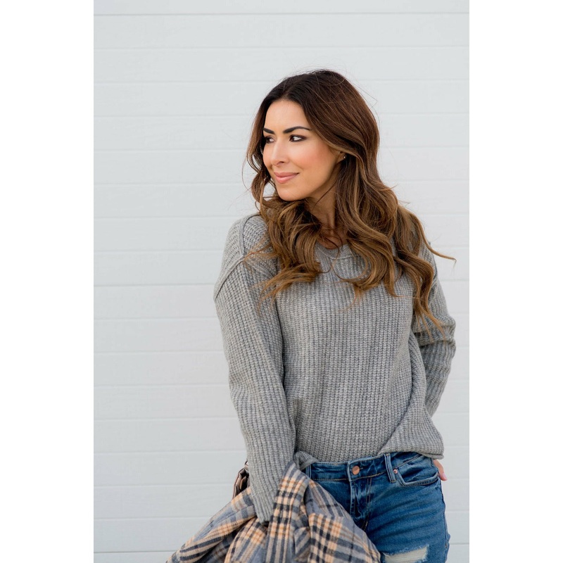 Raw Stitched Textured Sweater S Grey
