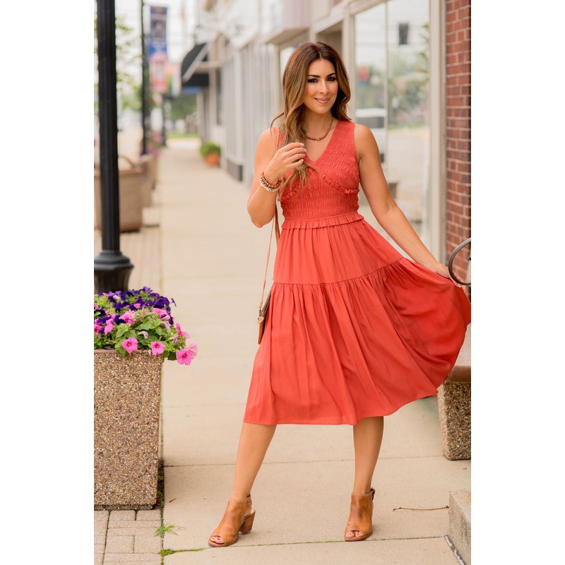 Ruched Top Tank Midi Dress Blue S
