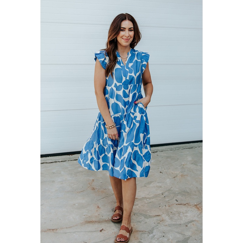 Abstract Spots Tiered Dress Black S