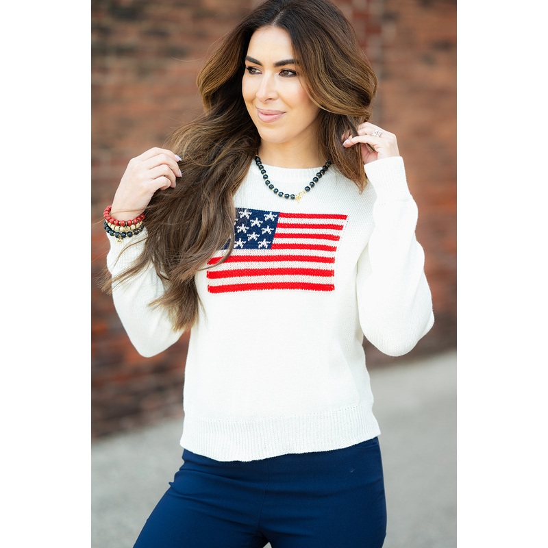 American Flag Sweater Ivory S