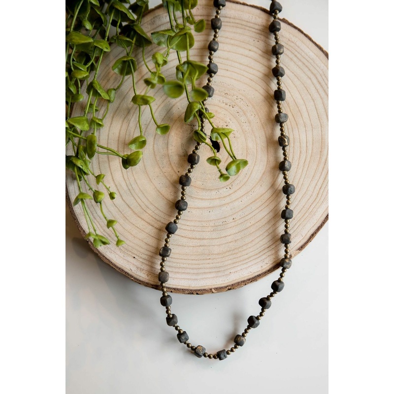 Bel Koz Long Clay Necklace Burgundy