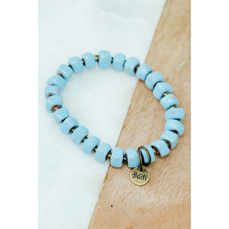 Bel Koz Squared Clay Bead Bracelet Hot Pink