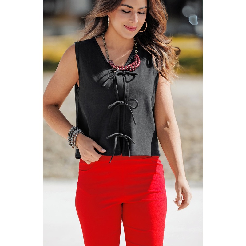 Bow Tie Front Vest Black S