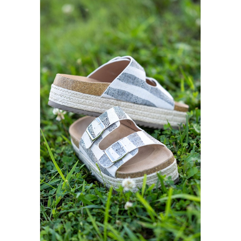 Corky’s Black Natural Stripe No Filter Sandals Black Natural Stripe 6