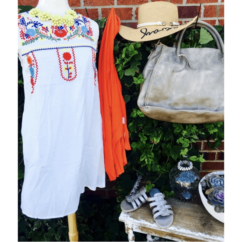 White Embroidered Dress S