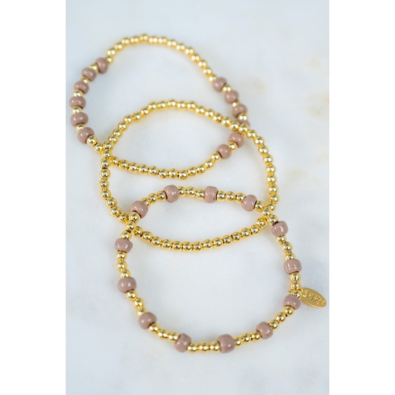 Bel Koz Gold Accented Clay Bead Bracelet Set Blush