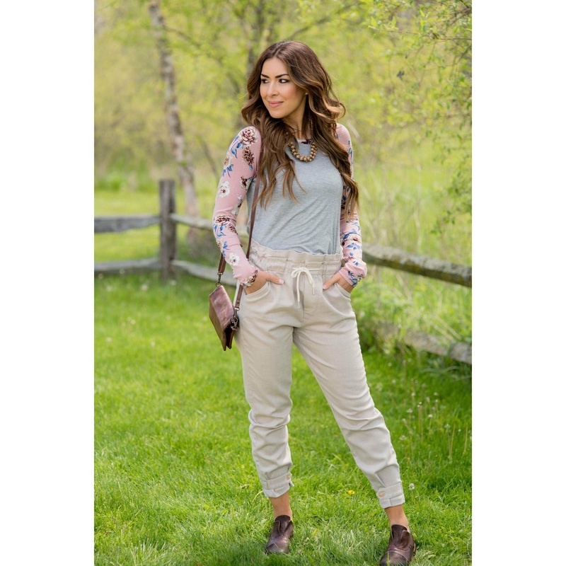 Blush Floral Sleeved Baseball Tunic Tee S