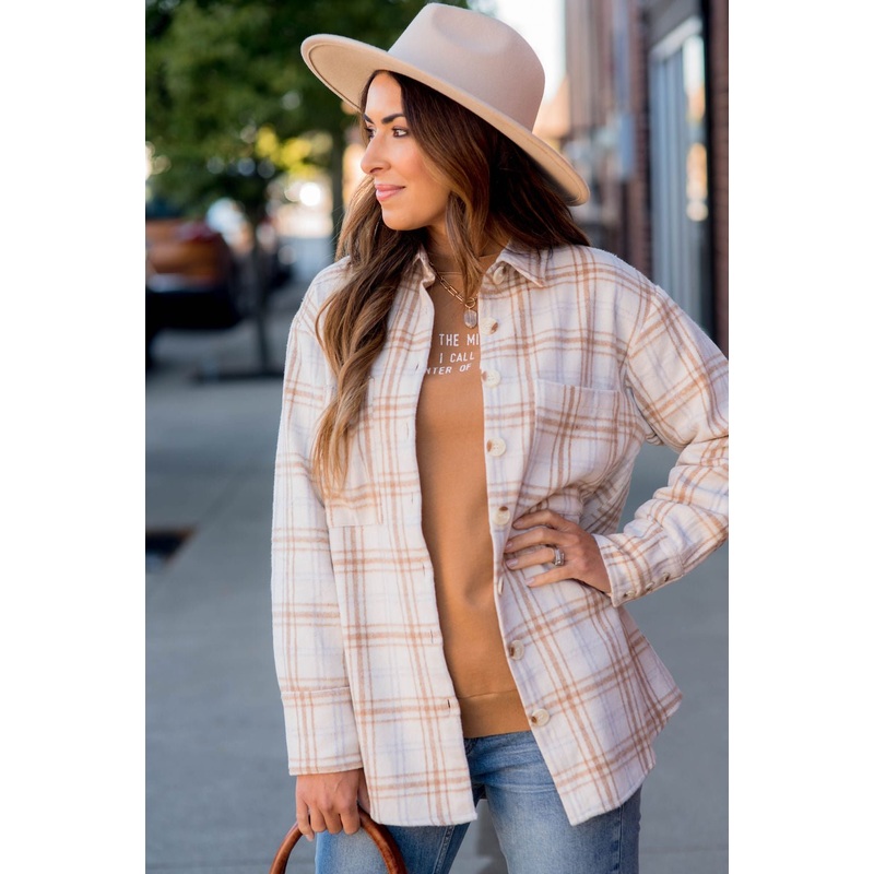 Hint of Blue So Soft Plaid Shacket S