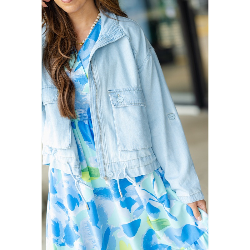 Relaxed Chambray Two Pocket Jacket Medium Wash S