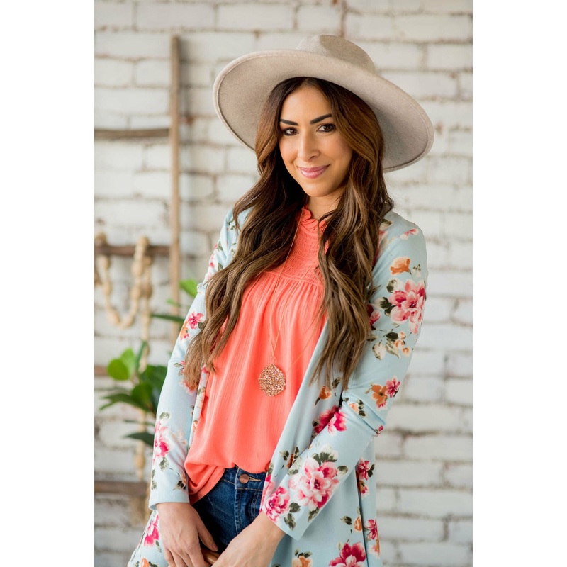 Short Mint Floral Cardigan S Mint