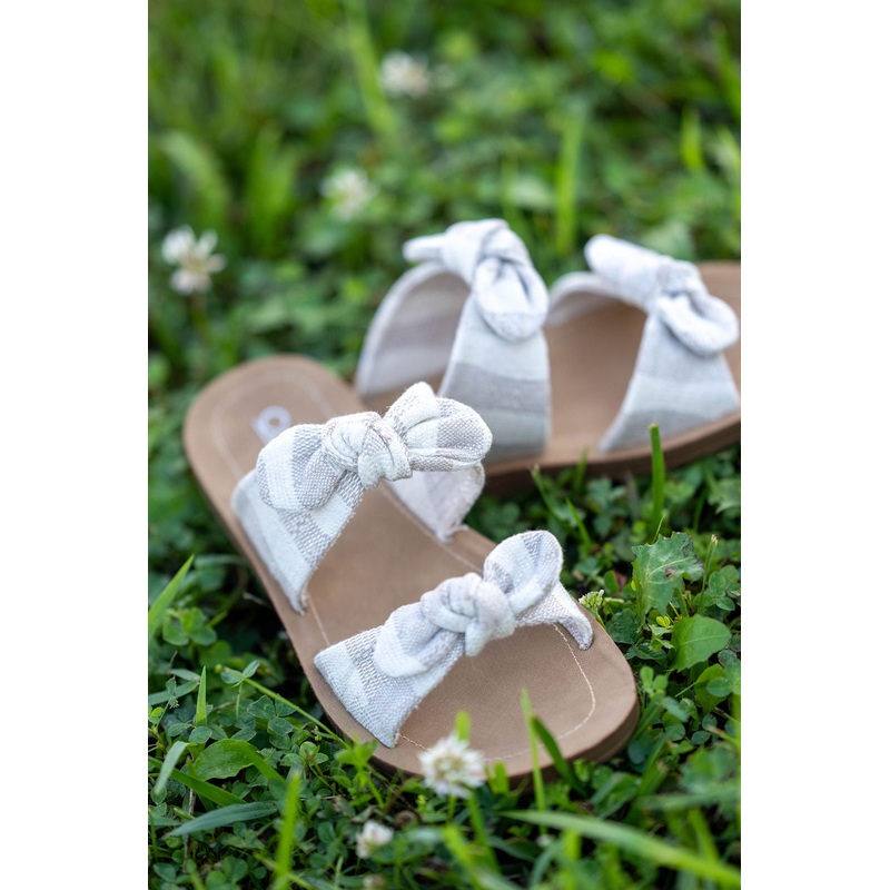 Take A Bow Tan Natural Stripe Sandals Tan Natural Stripe 6