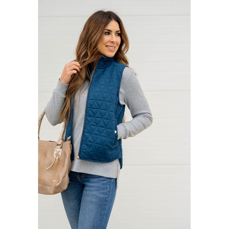 Triangle Quilted Puffer Vest Black S