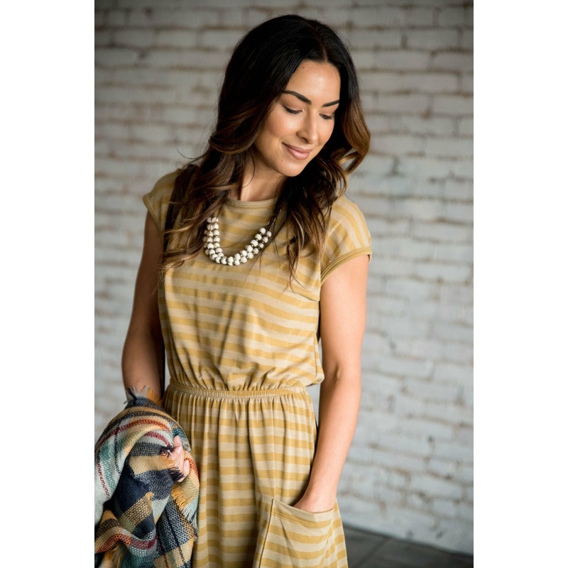 Two Toned Pocket Dress Mustard S