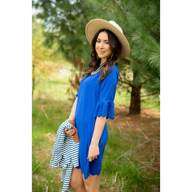 All the Scallops Flutter Dress Royal Blue S
