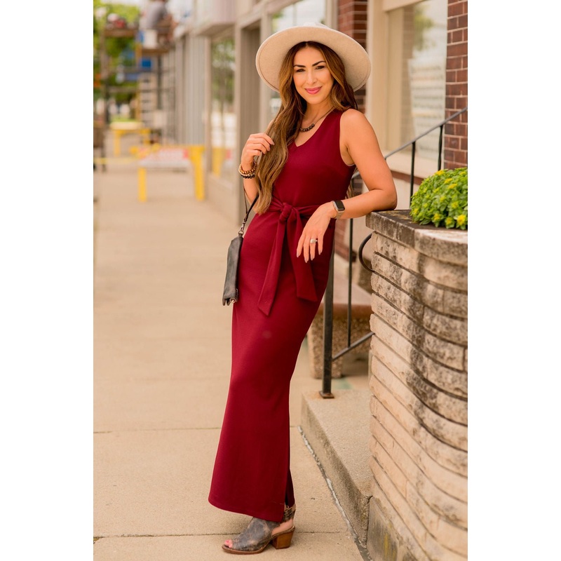 Burgundy Tie Textured Maxi S