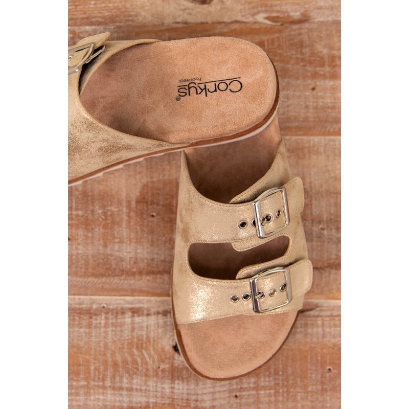 Corky’s Dash Gold Washed Metallic Sandals Gold Metallic 6