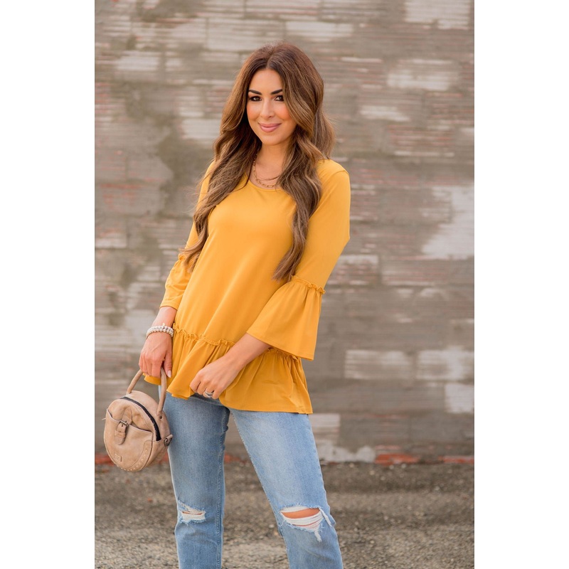 Ruffle Flutter Blouse Kelly Green S