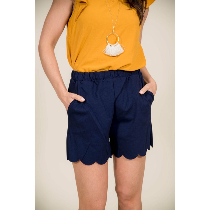 Scalloped Bottom Shorts Teal S