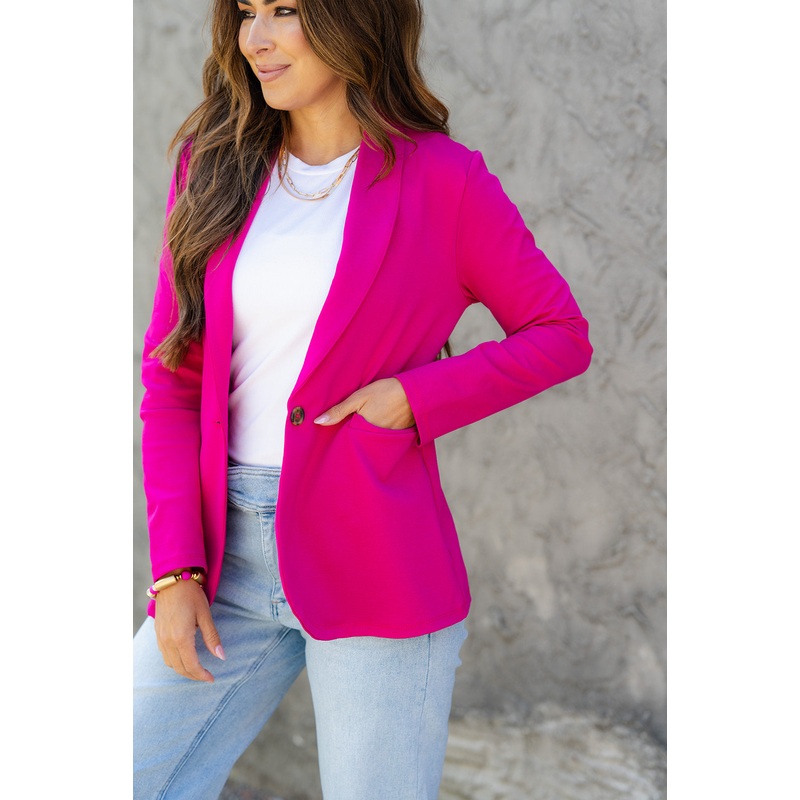 Single Button Blazer Hot Pink S