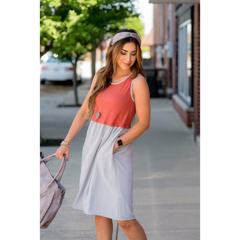Two Toned Tank Dress Blush S