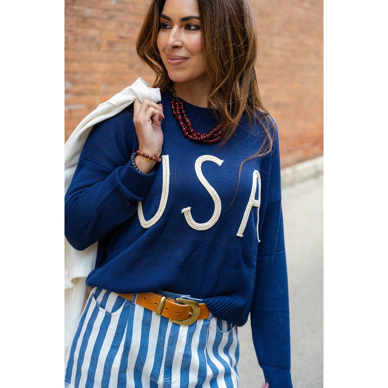 USA Rope Accented Sweater Navy S