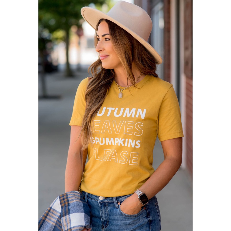 Autumn Leaves Graphic Tee Mustard S