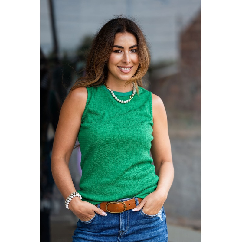 Bold Textured Tank Kelly Green S