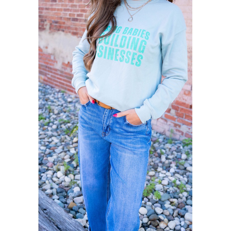 Building Businesses Graphic Crewneck Powder Blue S