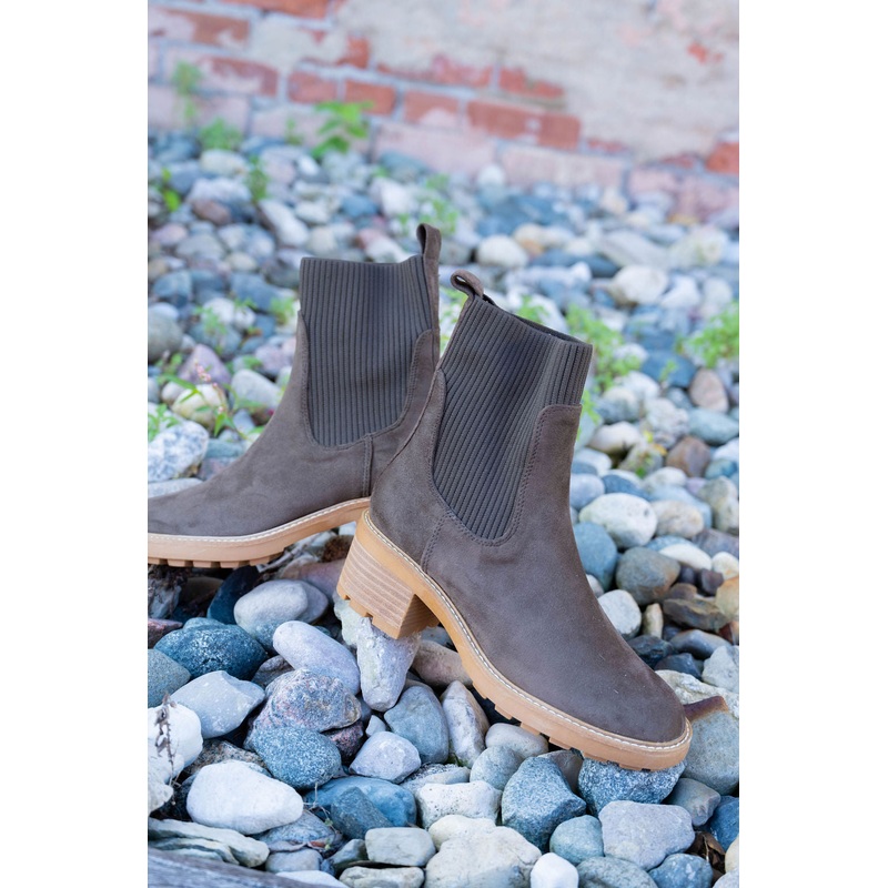 Corky’s Good Gracious Khaki Faux Suede Boots Khaki 6